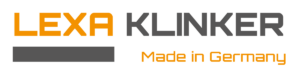 Brand logo banner with dark gray wordmark flanked by bold orange blocks above and below for a two-tone header appearance.