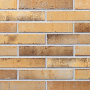 NATURE brick slips - Klinker Made in Germany brick slips NATURE, BOSTON: yellow-sand and beige shades with charcoal-brown areas.