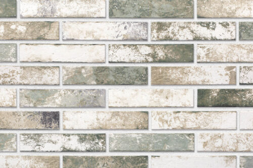SALBEI brick slips, RIGA: dusty light grey, cream and sage-green palette