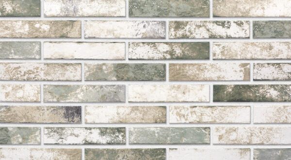 SALBEI brick slips, RIGA: dusty light grey, cream and sage-green palette - Klinker Made in Germany SALBEI brick slips, RIGA: dusty light grey, cream and sage-green palette