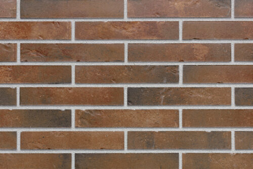 TIEFROT brick slips, YORK: rich terracotta, dark red and brownish shades