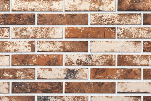 ZINNOBERROT brick slips, RIGA: terracotta-red, russet and occasional charcoal-grey areas