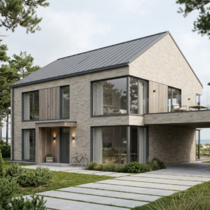 SAND BRICK LOFT brick slip facade - Klinker Made in Germany Modern house with a SAND BRICK LOFT clinker brick slip facade