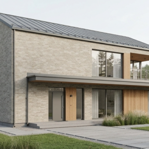 SAND BRICK LOFT brick slip facade - Klinker Made in Germany Modern house with a SAND BRICK LOFT clinker brick slip facade
