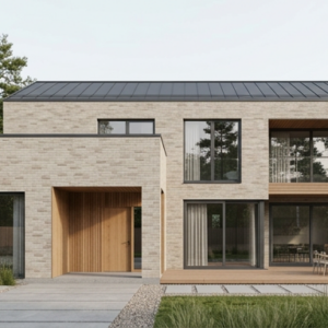 SAND BRICK LOFT brick slip facade - Klinker Made in Germany Modern house with a SAND BRICK LOFT clinker brick slip facade