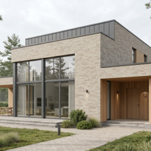 SAND BRICK LOFT brick slip facade - Klinker Made in Germany Modern house with a SAND BRICK LOFT clinker brick slip facade