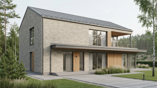 SAND BRICK LOFT brick slip facade - Klinker Made in Germany Modern house with a SAND BRICK LOFT clinker brick slip facade