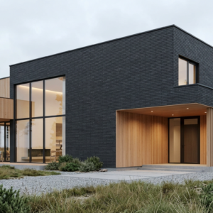Facade cladding with NERO brick slips from the KLINKER LINE collection