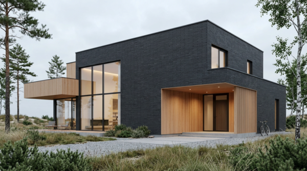 Facade cladding with NERO brick slips from the KLINKER LINE collection