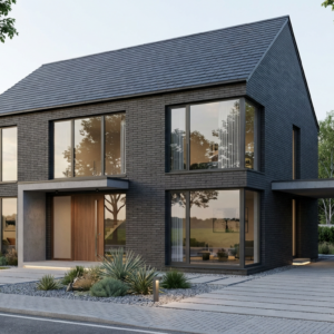 Facade cladding with NERO brick slips from the KLINKER LINE collection