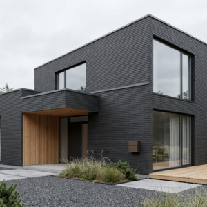 Facade cladding with NERO brick slips from the KLINKER LINE collection