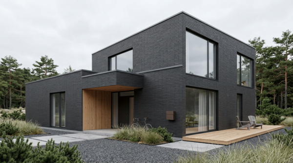 Facade cladding with NERO brick slips from the KLINKER LINE collection