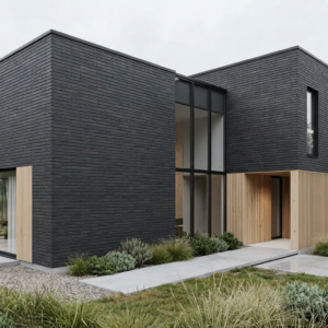 Facade cladding with NERO brick slips from the KLINKER LINE collection