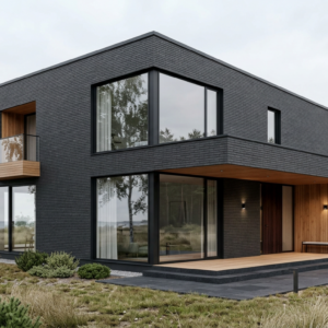 Facade cladding with NERO brick slips from the KLINKER LINE collection